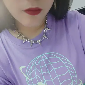 Spike Chokers for Women Choker Goth Necklaces Mens Chain Choker Collar Punk Streetwear Handmade Adjustable Vintage Rivet Jewelry