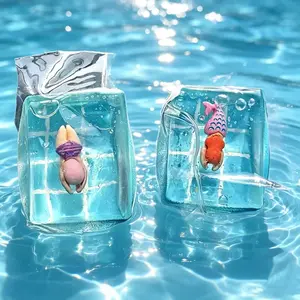 Pool Party Slow Rebound Ice Cube Squishy, Stress Relief Squeeze Ornament for Adults & Kids