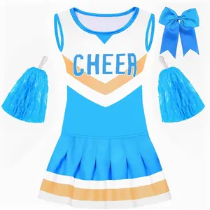 X-CPA10   Ice Blue Cheerleader Costume for Girls Cheerleading Outfit for kids Cheer Up Halloween Cosplay Birthday Gifts