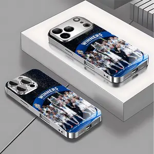 R-Real Madrids Football Club Electroplated Glass Phone Case, Stylish & Stain Resistant, Fits iPhone Models 17-11/x/pro Max, Perfect Gift
