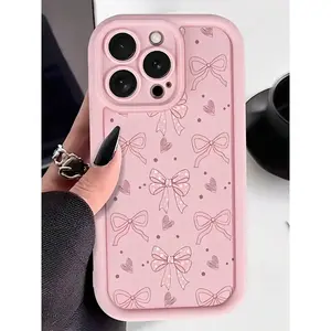 Pink Bow Heart Phone Case Suitable For Compatible With IPhone 17,16, 15, 14, 13, 12, 11, PRO MAX,PLUS,Air,As Well As Galaxy S25/24/23/22/21 Ultra/FE/+,A54/53/52/36/35/34/33/17/16/15/14/13, New Style Of Fashion Creative Design,The Perfect Birthday Gift