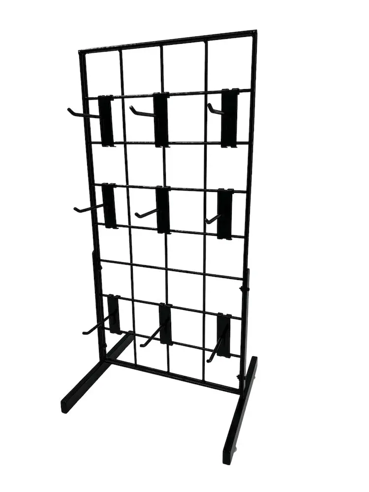 Only Hangers Black Gridwall Countertop Display with Mini T-Legs - Includes (9) 4" Gridwall Hooks Included - Heavy Duty Panel - 12" x 24"