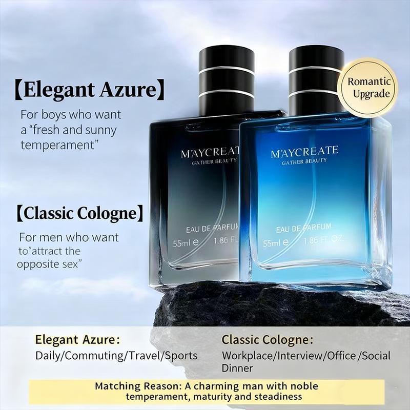 Maycreate Men's Eau De Toilette 55ml Azure Sea Salt Freshness Knight Woodsy Deep Scent EDP Perfume Spray for Spring Summer Outings Aromatic Citrusy Fragrance