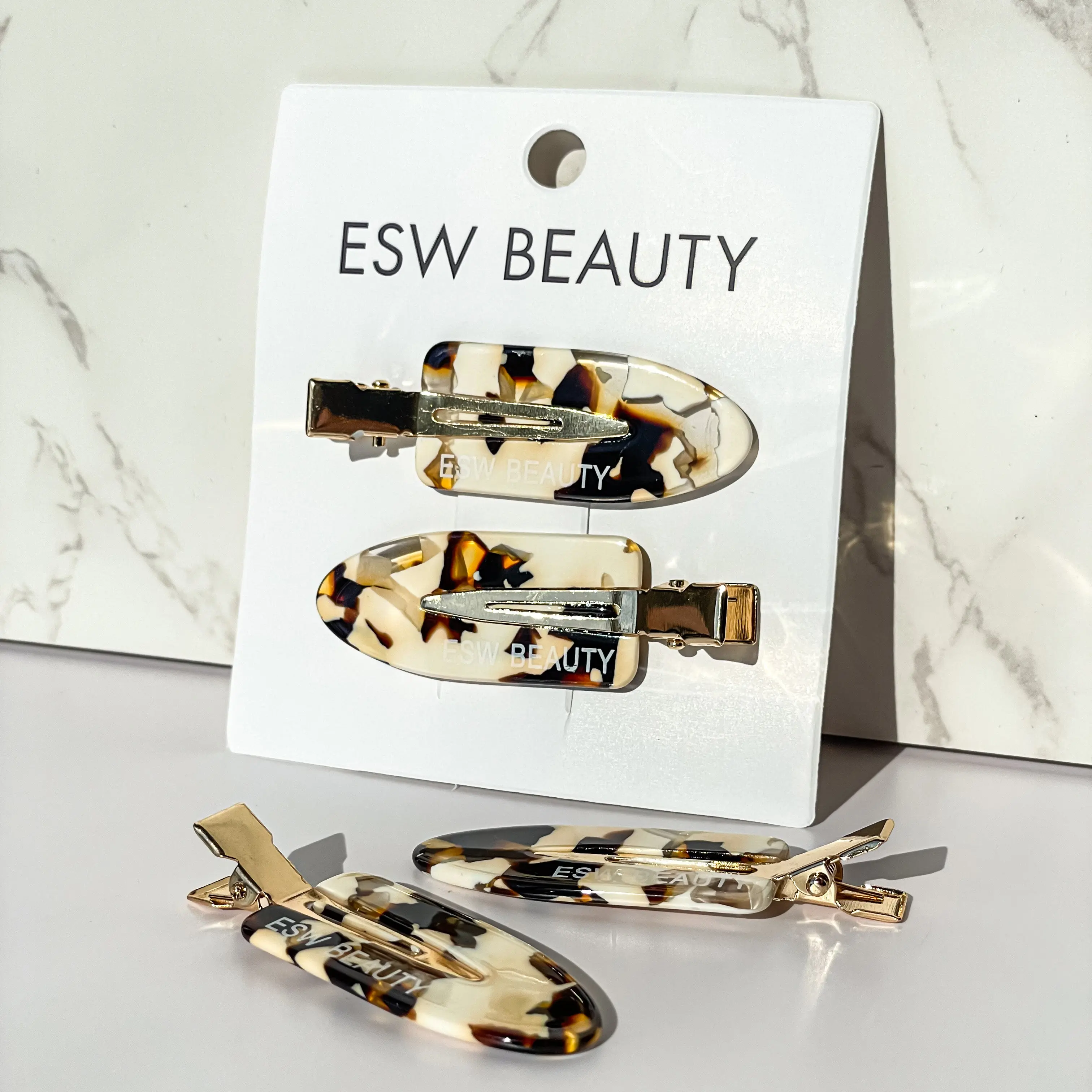 ESW Beauty Iced Chai Duo Creaseless Hair Clips - Set of Two with Unique Design and Clear Clip ESW Beauty Iced Chai Duo Creaseless Hair Clips - Set of Two with Unique Design and Clear Clip