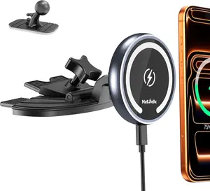 CD Slot Magnetic Car Mount Charger for iPhone 17, 16, 15-12, 3X Stable on Bumpy Roads, Wireless Charging Holder with 3M Dash Sticker, No Vent Block for Sedans/SUVs/Trucks