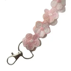 Delicate Pink Flowers Lanyard - Soft and Pretty