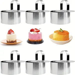 Round Cake Ring Mold Stainless Steel 8.0 cm Food Ring Molds with Pushers Cooking Pastry Rings, Tuna Tartare Mold for Dessert Baking