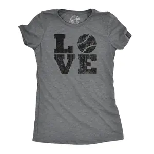 Womens LOVE Baseball Mama Funny Game Day Lover Cute Cool T shirt for Ladies Funny Womens T Shirts Cute Vintage Fashion Casual Ladies T-Shirt Gift Funny Baseball Top Women's Novelty Tees Dark Grey