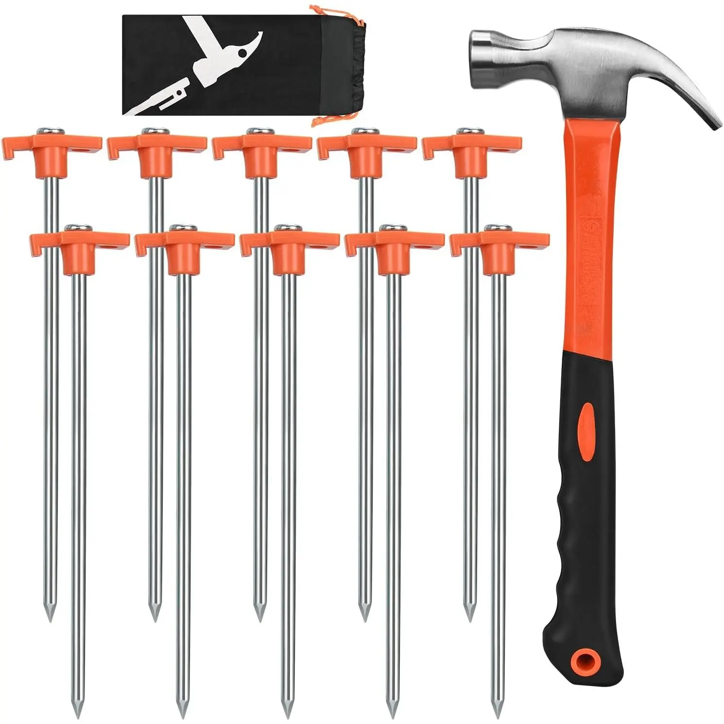 10pcs 10in Stakes + 0.7lb Hammer