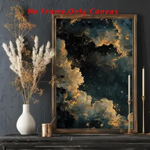 Starry Sky Pattern Unframed Painting, 1 Count Abstract Night Sky Star Pattern Canvas Wall Art, Wall Decor for Home Living Room Bedroom, Ornaments
