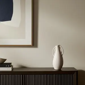 360 Stand 14 in. Off White Speckle Ceramic Amphora Table Vase, Home Decor Flower Jar for Room, Ideal Gift Option, Glossy, 13.98 In