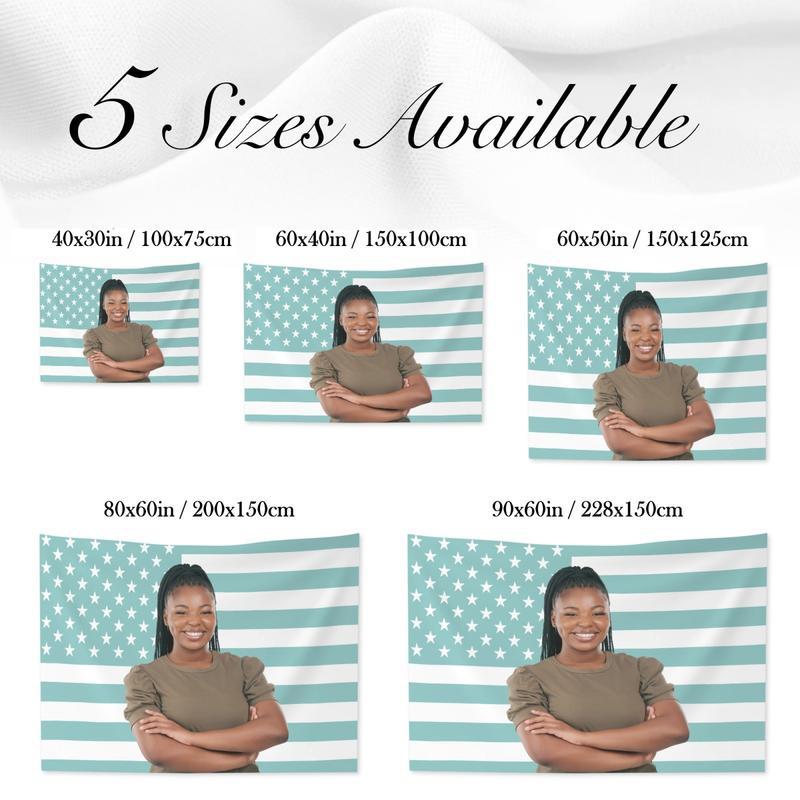 Tapestry  Custom Cyan America Tapestry 3X5 Ft Personalized Flags Design Your Image Funny Tapestry Poster For Decorate Clubs, Concerts, Bars, University, Dormitories, Living Rooms, Bedrooms