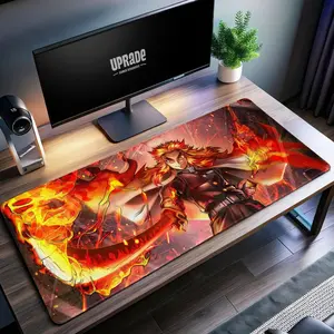 Rengoku Flame Master Desk Mat, Demon Slayer Mouse Pad, Gift For Gamers, Art Desk Mat, Perfect Gift