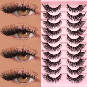 10 Pairs Of Cat Eye False Eyelashes Anime Eyelashes Soft D Volume Imitation Mink False Eyelashes Natural Makeup Gifts For Women And Girls 10mm-15mm Natural False Eyelashes Ultra-Light And Durable