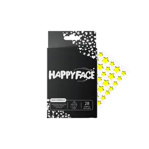 HappyFace Shocking Pimple Patches, Yellow Star Spot Dots, 56 Count, Hydrocolloid, Centella, Tea Tree Oil, All Skin Types, Skincare, Skin Repair