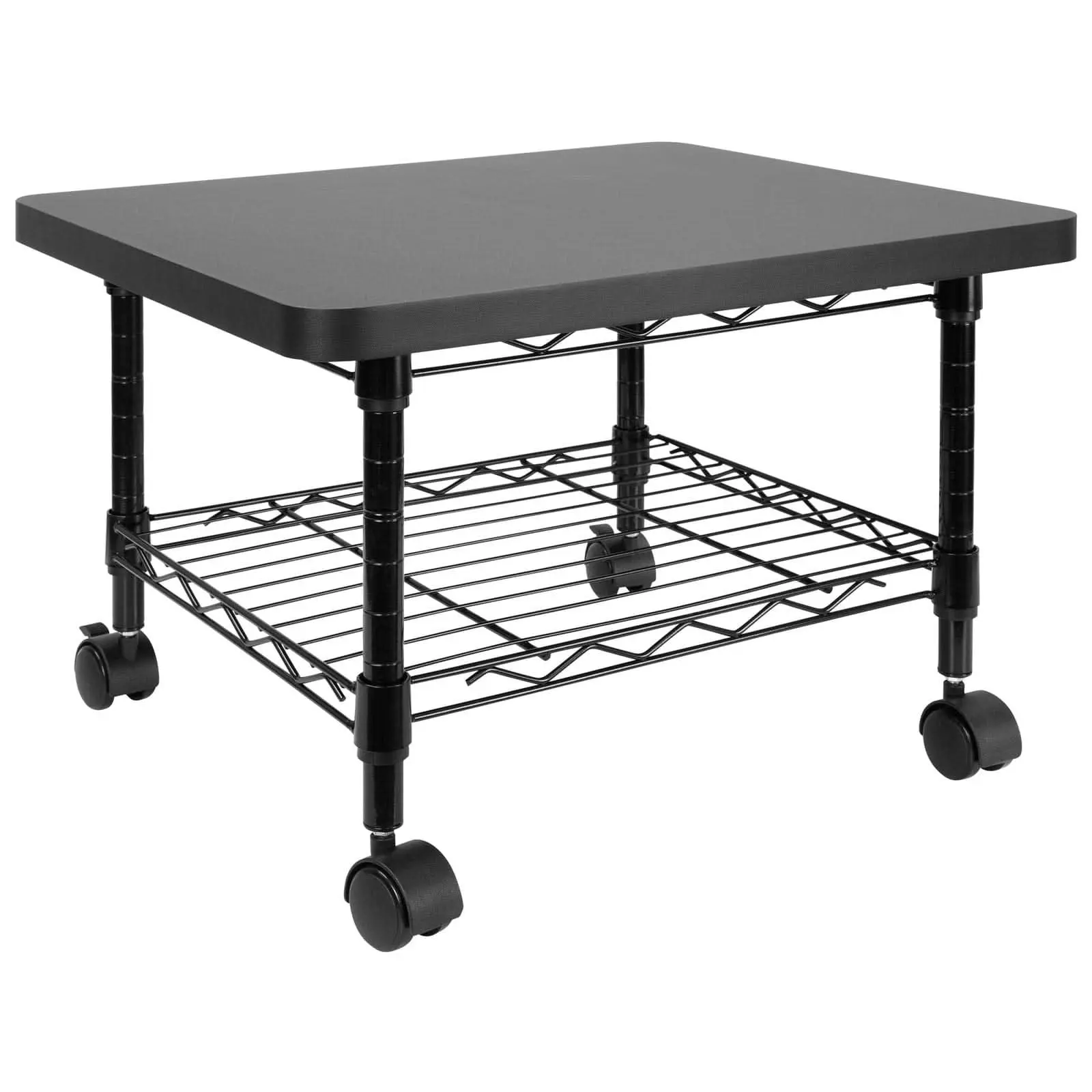 MOUNT-IT! Wheeled Printer Cart - Steel Rectangular Printer Holder, Under Desk Home Organizer Storage Rack