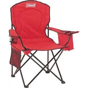 Coleman Portable Quad Camping Chair with 4-Can Cooler, Cushioned Seat & Back with Side Pockets & Cup Holder, Carry Bag Included