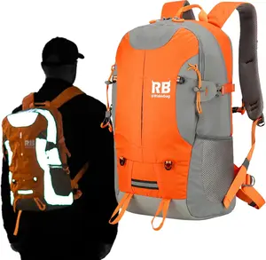 Reflective Motorcycle Backpack – Hi Viz EDC Commuter Bag for Riders, Night Travel, and Daily Use with Helmet Holder, Laptop Compartment, Ventilated Back, Urban Gear (orange backpack)