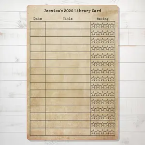 Custom Library Card Book Tracker Sticker - Vintage Library Card - 2025 Reading Tracking Log - Book Review Log - Book Checklist