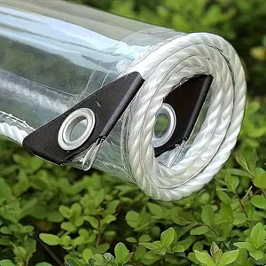 Transparent rainproof cloth with grommet 21 silk transparent PVC waterproof cloth 300g/square meter thickened tear-resistant, suitable for camping, plant greenhouses, cars, terraces