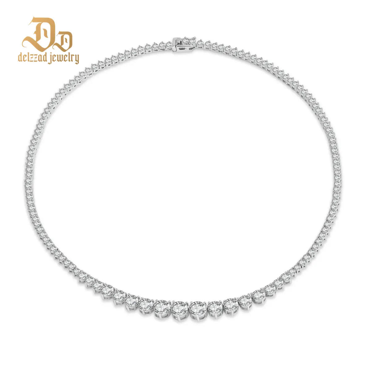 Delzzad Infinite Flow Necklace Tennis Necklace Chain Riviera Necklace Synthetic Moissanite Necklace Jewelry Copper Chain Perfect Birthday Wedding Engagement Anniversary Christmas Gift
