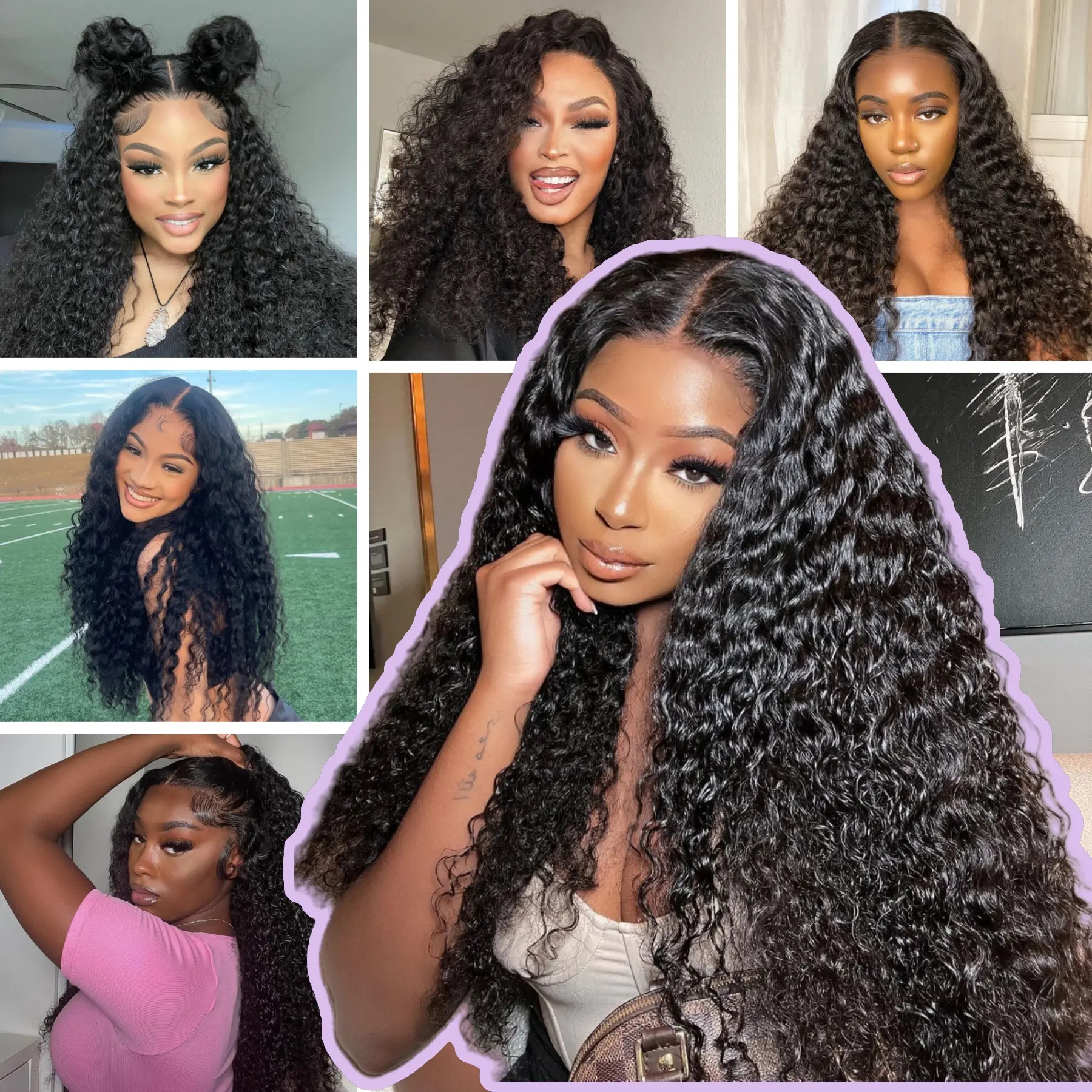 210% Density Deep Wave 7x5 HD Lace Front Wig Human Hair Glueless Drawstring 26 Lrv Hair 210% Density Pre Plucked Deep Wave Lace Frontal Wig  main image 2