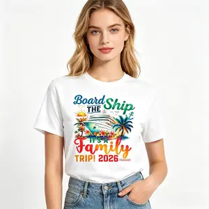 TikTok Shop Deals Board The Ship It’s A Family Trip 2026 Group Matching Cruise Graphic Tee (Viral) Plus Size Family Cruise Vacation Shirt Cotton Crew Neck Casual Streetwear Summer Outfit Gift Idea