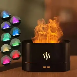 Simulated High-Mist Flame Humidifier, Fragrance Aroma Humidifier, Aromatherapy Humidifier & Essential Oil Diffuser with USB Flickering Light, Portable Diffuser for Home & Office, Decorative Night Lamp, USB-Powered Design for Indoor Décor & Aroma Lovers