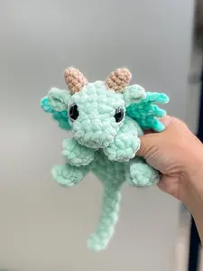 One crochet small baby dragon plushie, handmade stuffie, amigurumi toy made with plush chenille yarn, unstuffed body (Handmade goods will be made by hand so the production time will be a little longer)
