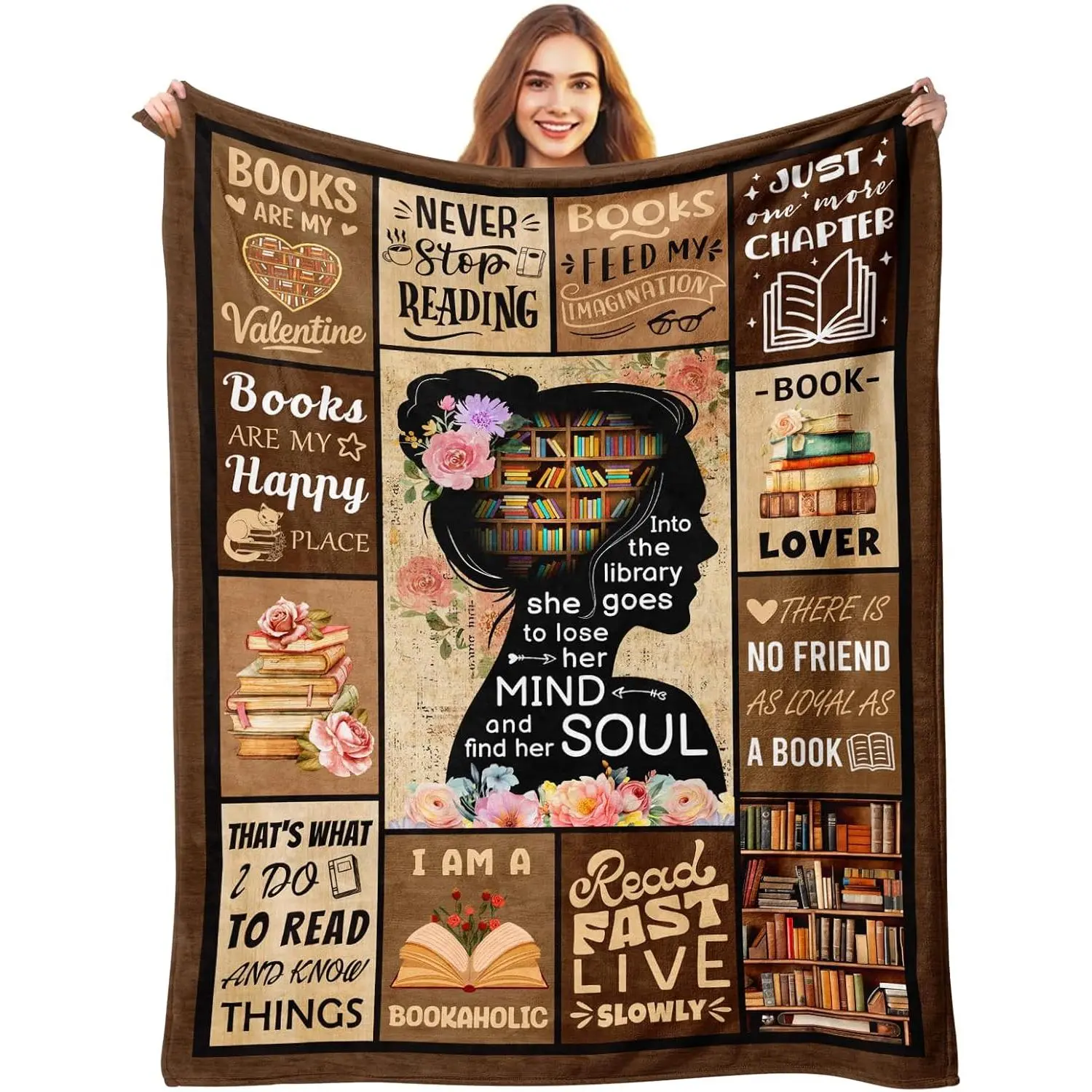 Book Lovers Gifts - Gifts for Book Lovers - Booklover Gift for Women - Bookworm Librarian Readers Booklover Bookish Reading Accessorie Blankets Present for Women Girls - Books Lover Blanket 50"X60"