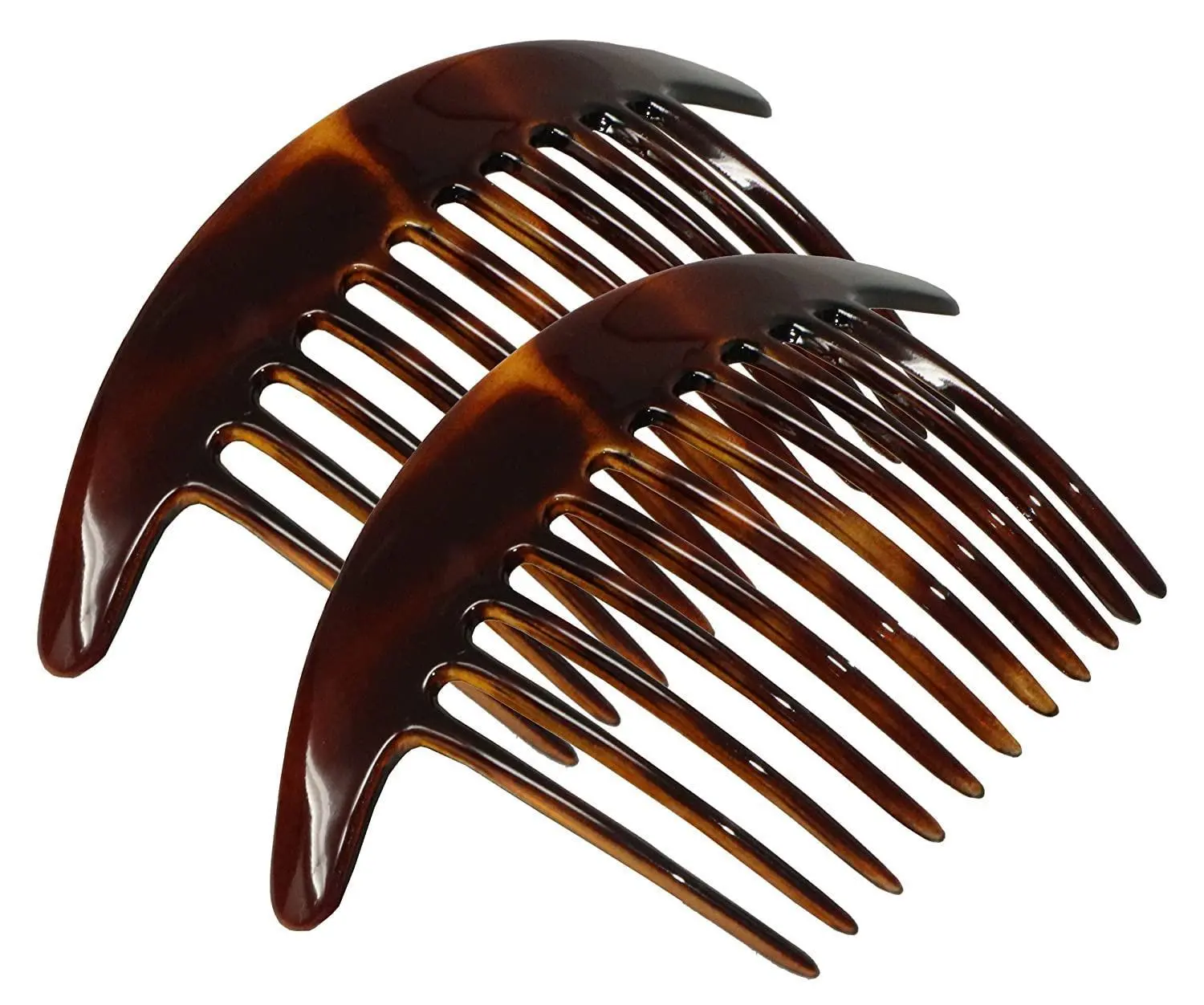 Parcelona French Tapered Edge 11 Teeth Side Hair Combs for Women & Girls (2Pcs)