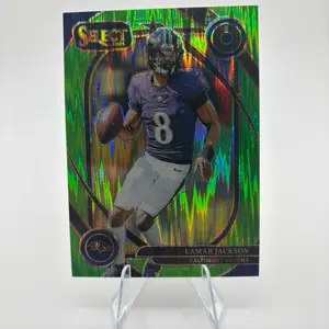 2024 Panini Select Lamar Jackson /499 Neon Green Prizm Shock Premier #121