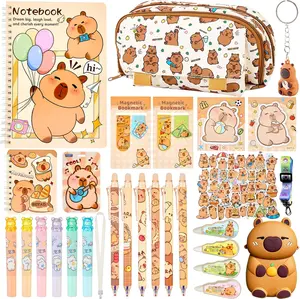 Capybara Stationery Gift Set for Kids,28 Pcs Cute School Supplies Kit with Pencil Case,Notebook,Stickers – Practical and Fun Christmas, Easter or Birthday Gift Ideas for 6–12 Years Old Girls & Boys