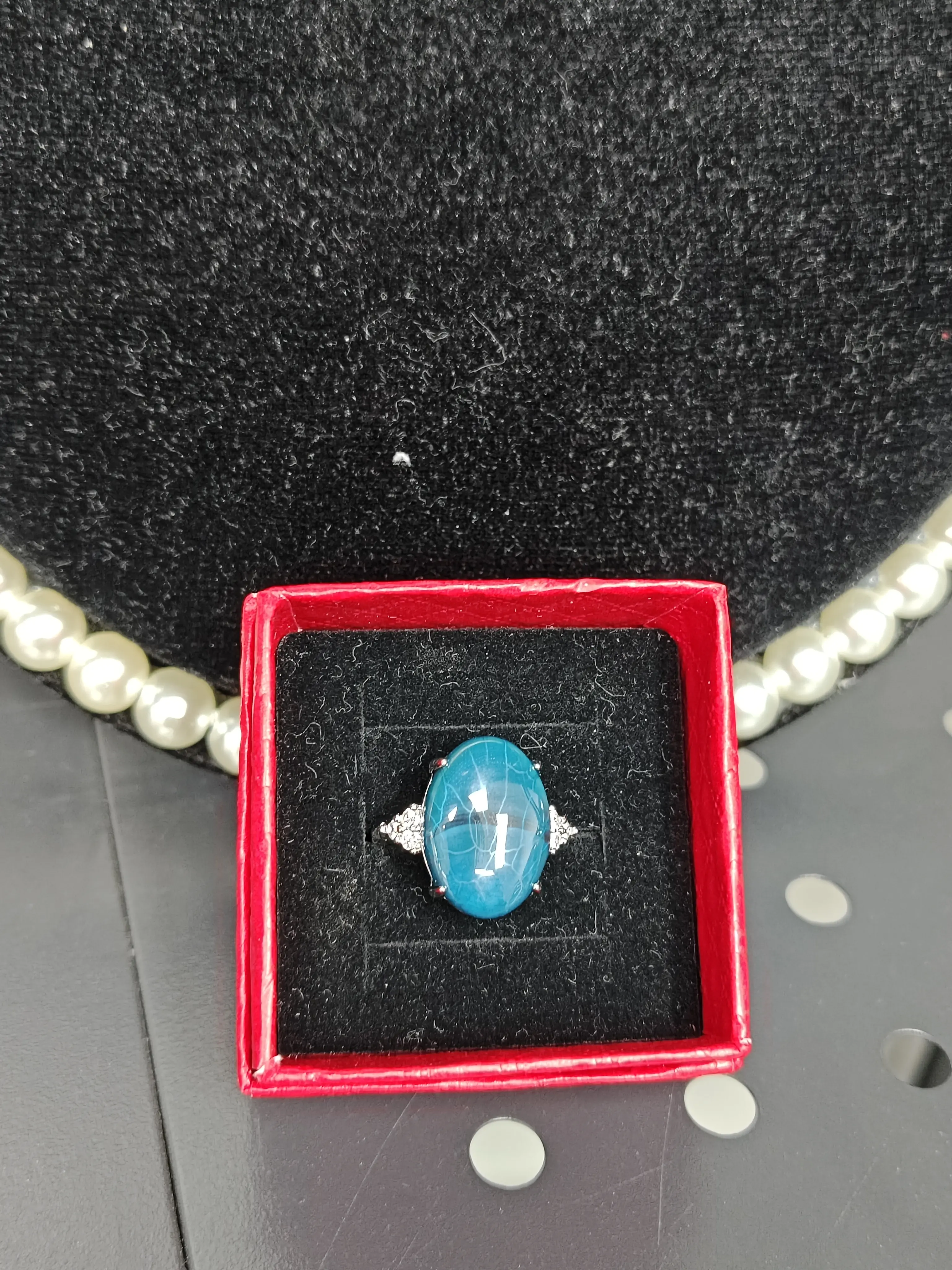 Lia(18435)gc.Blue Veined Turquoise Ring