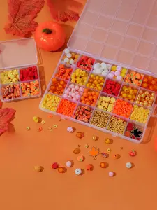 DIY Beading Kit, Cute Pumpkin Beads & Elastic Thread, Jewelry Making Kit for Bracelet Necklace Earrings