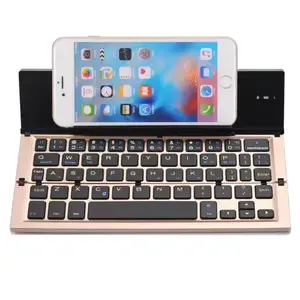 Dual-channel 70% off foldable mini Bluetooth keyboard, aluminum alloy Bluetooth 5.0 folding keyboard for tablets and laptops, suitable for office use