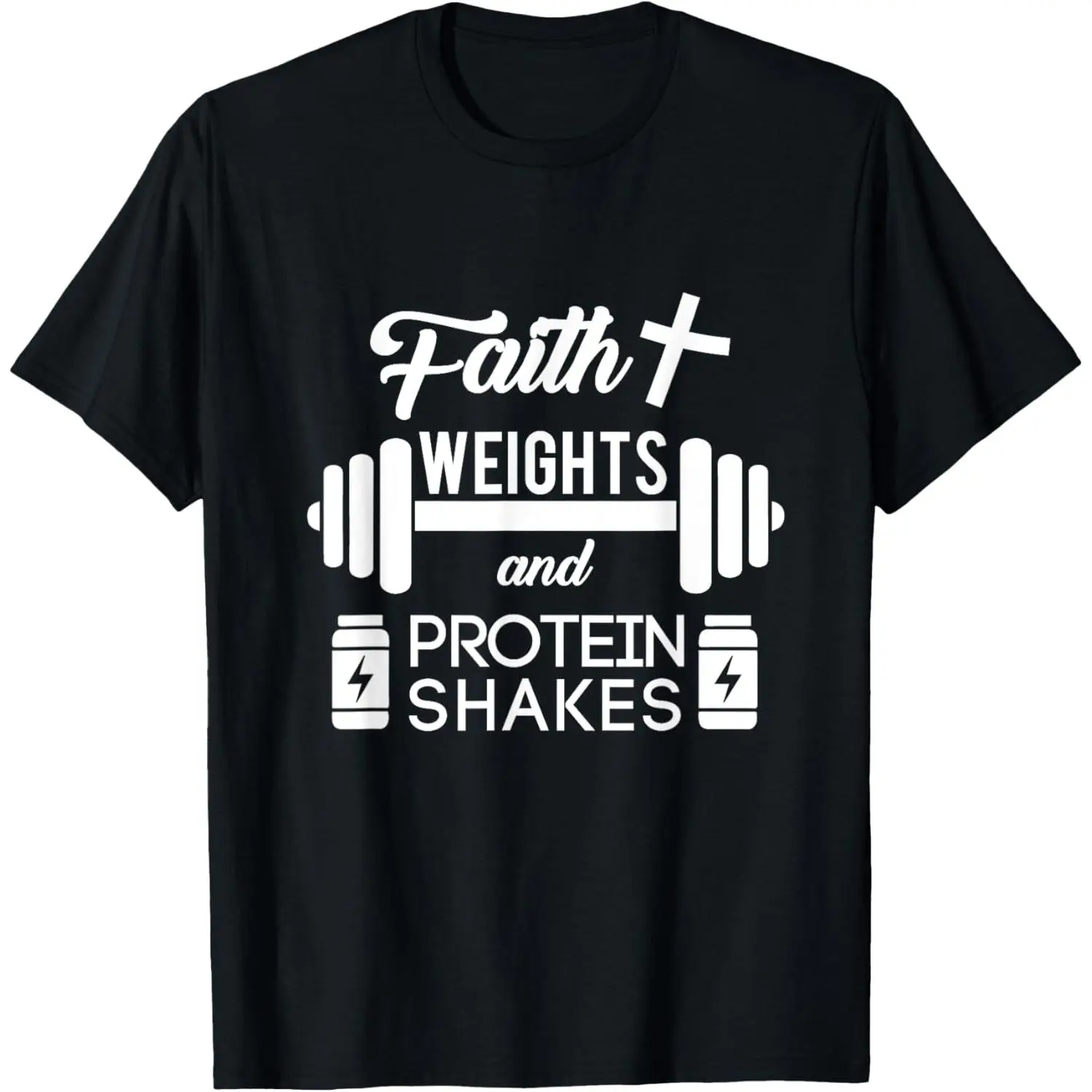 Faith Weights Christian Gym Weightlifting Workout Shirt T-Shirt,Made in USA