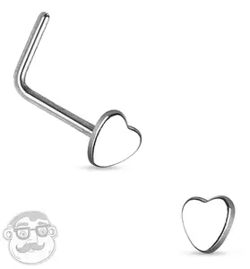 20G Heart Top Stainless Steel L Bend Nose Ring
