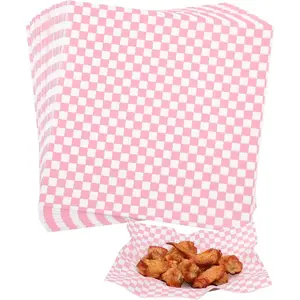100 Sheets  and White Checkered Deli Paper Sheets 12 * 12 Inch, -graded Greaseproof Paper Basket Liners for Sandwiches, Burgers, Fries Wrapping Paper for Party, Festival and Outdoors