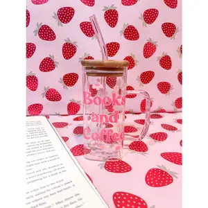 Books and Coffee Square 14Oz Glass