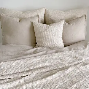 Anaya Home Cool Cotton Beige Waffle Weave Pillow 20x20 With Down Insert