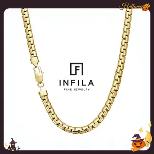 INFILA 14K Gold Plated Miami Chain Necklace, Unisex Adult Jewelry Necklace, Upgraded Gloss, Fade-Resistant, 7mm Chain Available in 18-inch to 24-inch Sizes