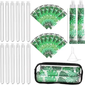 39 Pcs Tampon Tube Flasks Set for Women Includes 12 Reusable Plastic Flasks for Girls, 24 Self Adhesive Wrappers, 1 Funnel,1 Clear Box, Flasks for Cruise Event, Concert, Outdoor Sports