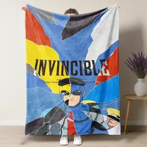 Invincible Comic Book Art Blanket - Mark Grayson "Invincible" Fleece Throw - Premium Fan Merch Gift for Superhero Lovers & Teens - Cozy Bedding for Gaming Room & Dorm Decor