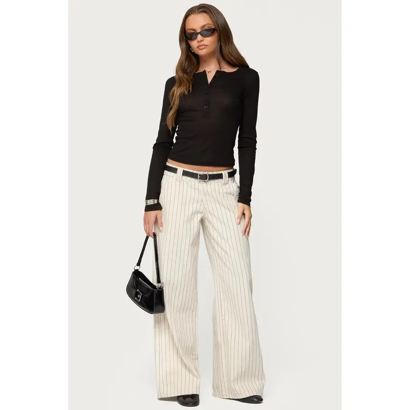 Cory Striped Low Rise Baggy Jeans