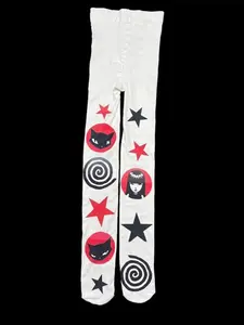 Cute Cat Graffiti Letter Print Socks, High Waist Knee-High Stockings, Y2K Style Cosplay, Summer Fashion, Happy Socks #socks #summer #12GL #sockstyle #happysocks