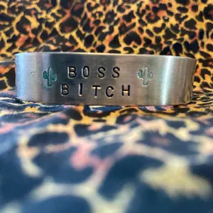 Boss Bitch Hand Stamped Bracelet Female Male Anniversary Engagement Birthday Daily