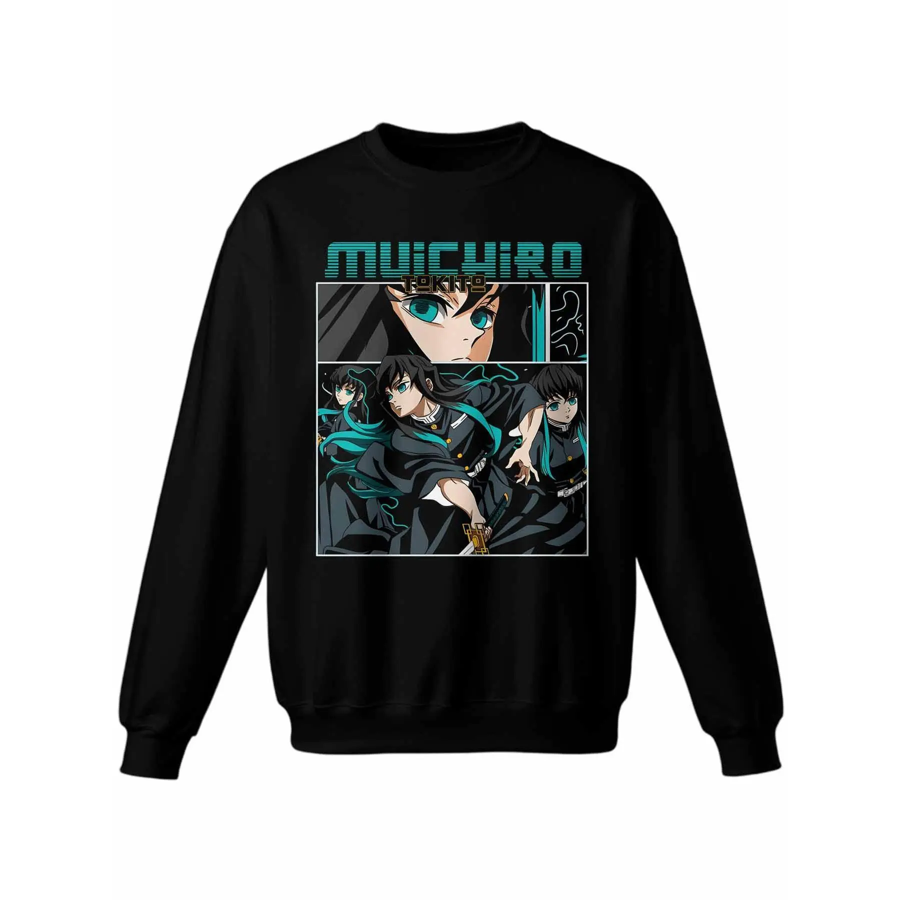 Demon Slayer Muichiro Graphic Sweatshirt, Unisex Casual Chic Pullover in Stretchy Cotton, Loose Fit Long Sleeve Crewneck, Fall Party Clothes, Activewear, Athletic, Fabric, Fashion, Longsleeves, Soft, Stylish, Tops, Baseball, Day, Outfits, Round Neck, Than