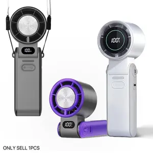 Portable high-speed fan with hanging rope, 3600mAh with LED display screen, small fan, rechargeable fan, turbo fan, Multifunctional cooling fan, multifunctional control, suitable for travel, outdoor, exercise, work, birthday gift, Valentine's Day gi