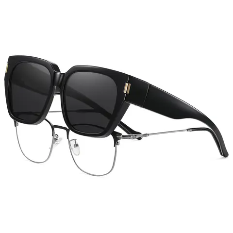 HAOLOTA Women's TAC Polarized Oversized Square Fit-Over Sunglasses - UV400 Protection, Street Style, Trendy Frames, Unisex Option, Summer Fashion Essential for Glasses Wearers, Microfiber Cloth Included, Street Style Sunglasses